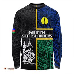Amazing Aussie Australia South Sea Islanders New Caledonia Flag Polynesian Tattoo Style Long Sleeve T-shirt
