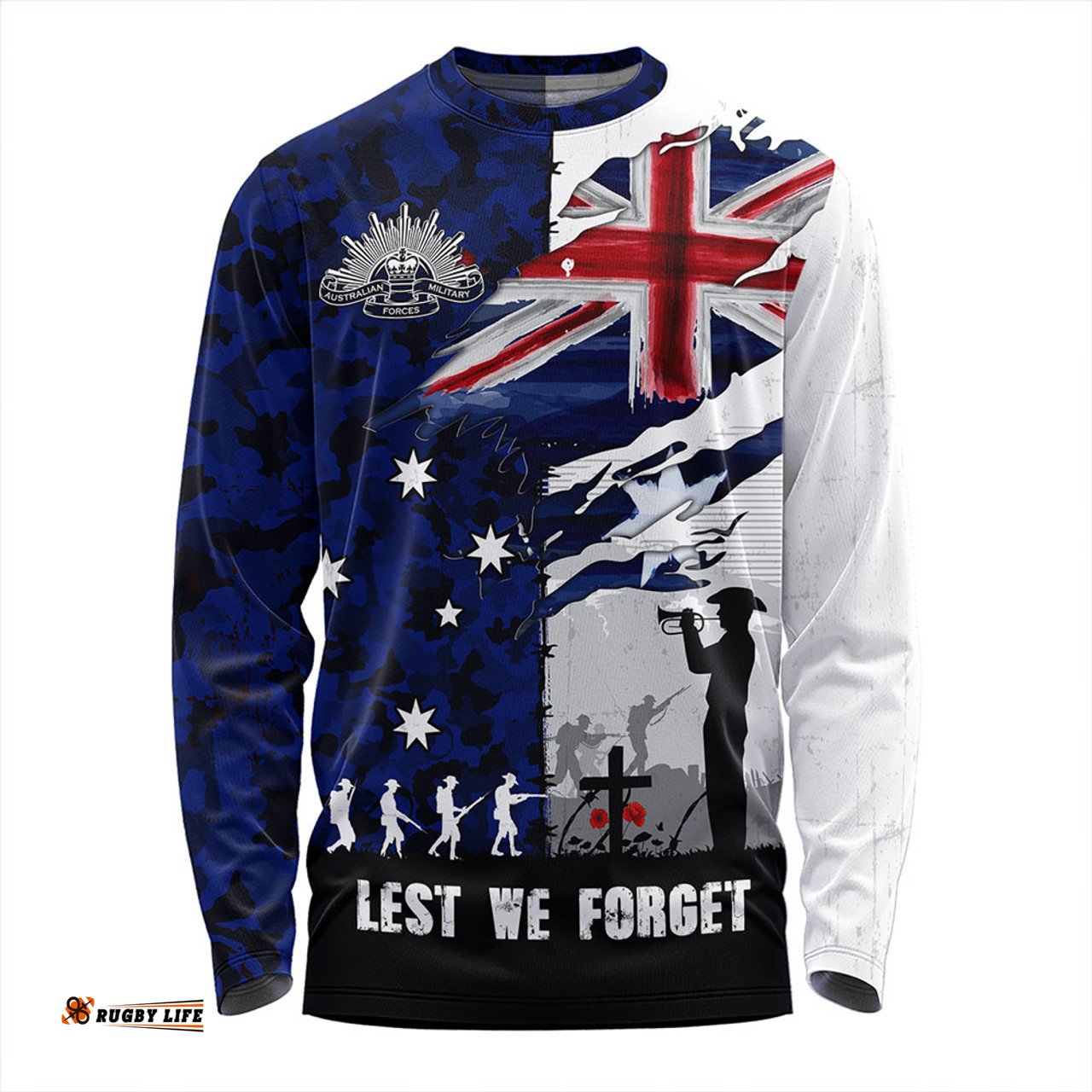 Amazing Aussie Australia Remembrance Day Lest We Forget Australian Military Tribute Blue Long Sleeve T-shirt