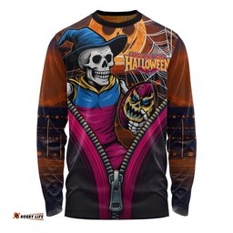 Amazing Aussie Brisbane Lions Halloween Night Reaper Zipper Long Sleeve T-shirt