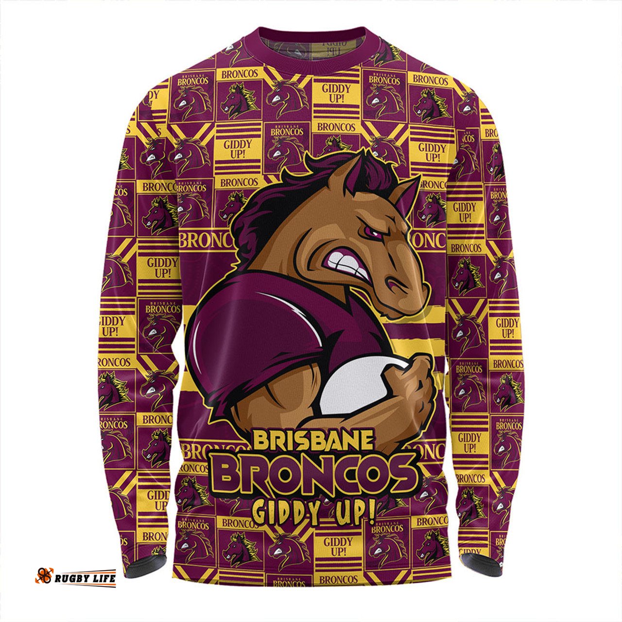 Amazing Aussie Brisbane Broncos Champion���s Pride Comic Style Long Sleeve T-shirt