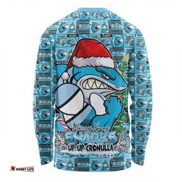 Amazing Aussie Cronulla Sutherland Sharks Merry Ugly Christmas Comic Style Long Sleeve T-shirt