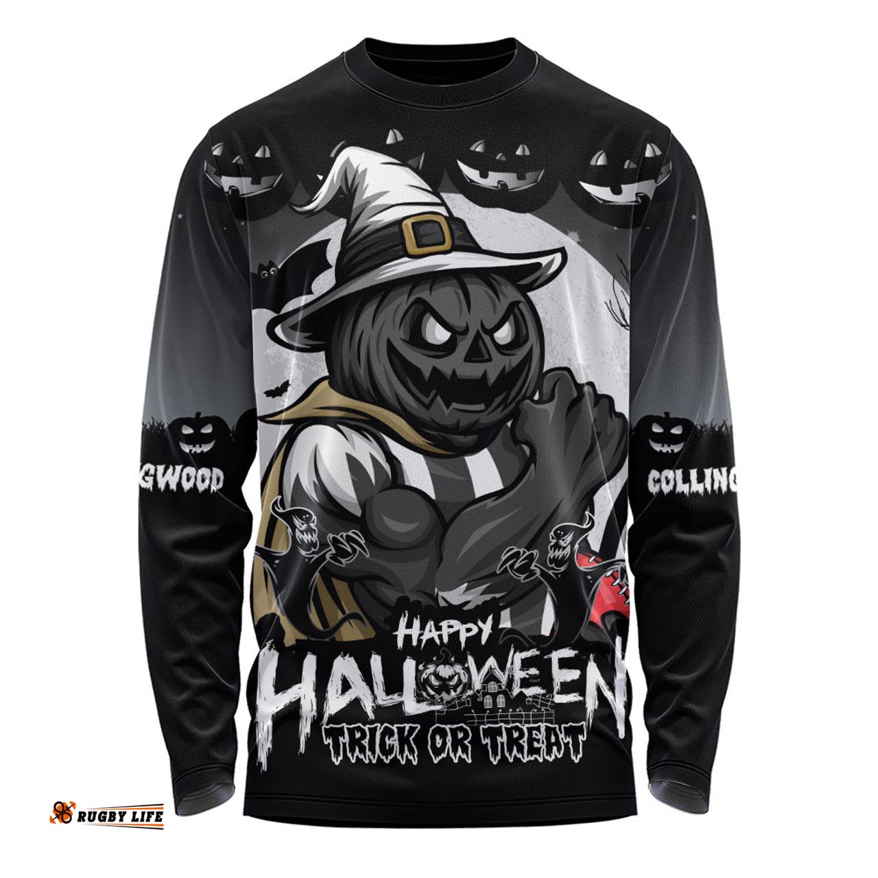 Amazing Aussie Collingwood Dark Pumpkin Halloween Spirit Long Sleeve T-shirt