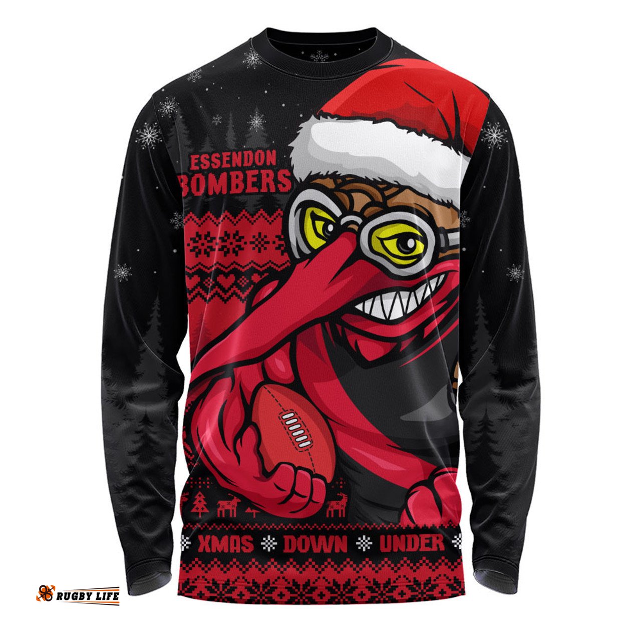 Amazing Aussie Essendon Merry Christmas Down Under Footy Power Style Long Sleeve T-shirt