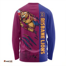 Amazing Aussie Brisbane Lions Burning Passion Of Power Scratch Style Long Sleeve T-shirt