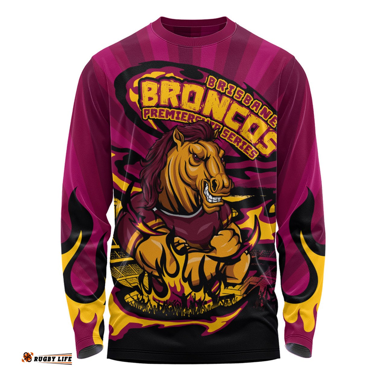 Amazing Aussie Brisbane Broncos Premiership Series Sports Gear Long Sleeve T-shirt