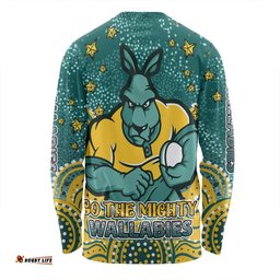 Amazing Aussie Australia Wallabies Custom Custom With Aboriginal Inspired Style Of Dot Painting Patterns Long Sleeve T-shirt