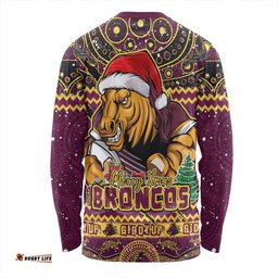 Amazing Aussie Brisbane Broncos Aboriginal Xmas Special Ugly Christmas Style Long Sleeve T-shirt