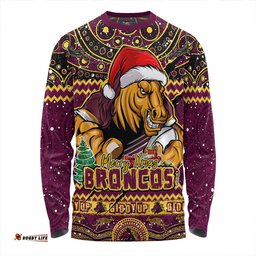 Amazing Aussie Brisbane Broncos Aboriginal Xmas Special Ugly Christmas Style Long Sleeve T-shirt