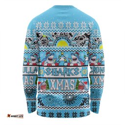 Amazing Aussie Cronulla Sutherland Sharks Christmas Aboriginal Custom Indigenous Knitted Ugly Xmas Style Long Sleeve T-shirt