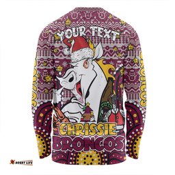 Amazing Aussie Brisbane Broncos Christmas Custom Christmas Knit Patterns Vintage Jersey Ugly Long Sleeve T-shirt