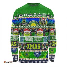 Amazing Aussie Canberra Raiders Christmas Aboriginal Custom Indigenous Knitted Ugly Xmas Style Long Sleeve T-shirt