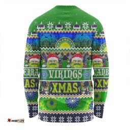 Amazing Aussie Canberra Raiders Christmas Aboriginal Custom Indigenous Knitted Ugly Xmas Style Long Sleeve T-shirt