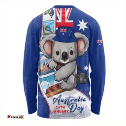 Amazing Aussie Australia Happy Australia Day Koala With Pictures Of Famous Places Long Sleeve T-shirt