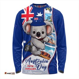 Amazing Aussie Australia Happy Australia Day Koala With Pictures Of Famous Places Long Sleeve T-shirt