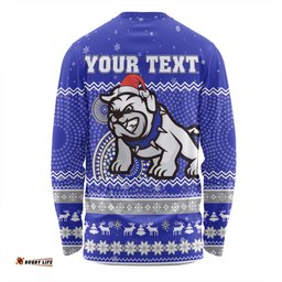 Amazing Aussie Canterbury Bankstown Bulldogs Christmas Custom Ugly Xmas And Aboriginal Patterns For Die Hard Fan Long Sleeve T-shirt