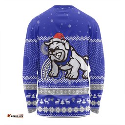 Amazing Aussie Canterbury Bankstown Bulldogs Christmas Custom Ugly Xmas And Aboriginal Patterns For Die Hard Fan Long Sleeve T-shirt
