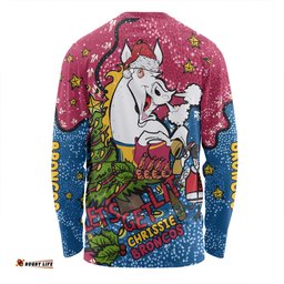 Amazing Aussie Brisbane Broncos Christmas Custom Let's Get Lit Chrisse Pressie Long Sleeve T-shirt