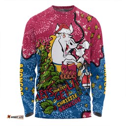 Amazing Aussie Brisbane Broncos Christmas Custom Let's Get Lit Chrisse Pressie Long Sleeve T-shirt
