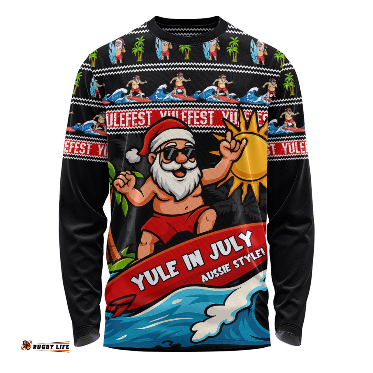Amazing Aussie Australia Santa's Yule Wave Ride Long Sleeve T-shirt