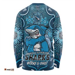 Amazing Aussie Cronulla Sutherland Sharks Aboriginal Pattern Inspired Victory Is Ours Long Sleeve T-shirt