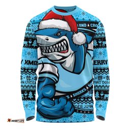 Amazing Aussie Cronulla Sutherland Sharks Ugly Knit Style For Christmas Game Fans Long Sleeve T-shirt