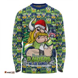 Amazing Aussie Canberra Raiders Merry Ugly Christmas Comic Style Long Sleeve T-shirt