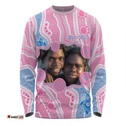 Amazing Aussie Australia Personalised Aboriginal Custom River And Turtles Dot Art Painting Pink Long Sleeve T-shirt