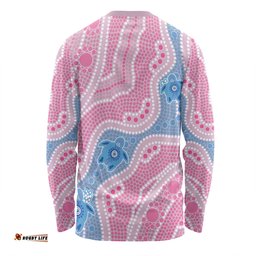 Amazing Aussie Australia Personalised Aboriginal Custom River And Turtles Dot Art Painting Pink Long Sleeve T-shirt