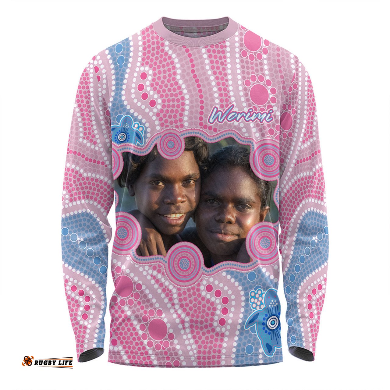Amazing Aussie Australia Personalised Aboriginal Custom River And Turtles Dot Art Painting Pink Long Sleeve T-shirt