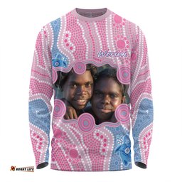 Amazing Aussie Australia Personalised Aboriginal Custom River And Turtles Dot Art Painting Pink Long Sleeve T-shirt