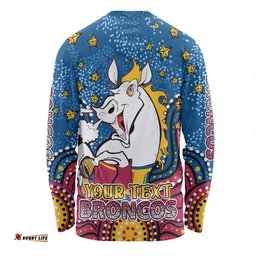 Amazing Aussie Brisbane Broncos Custom Custom With Aboriginal Inspired Style Of Dot Painting Patterns Long Sleeve T-shirt
