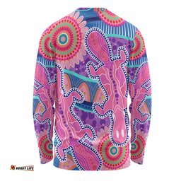 Amazing Aussie Australia Platypus Aboriginal Pink Platypus With Aboriginal Art Dot Painting Patterns Inspired Long Sleeve T-shirt