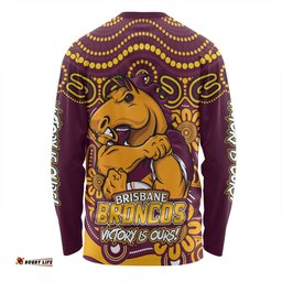 Amazing Aussie Brisbane Broncos Aboriginal Inspired Tough Fan Rugby For Life Long Sleeve T-shirt