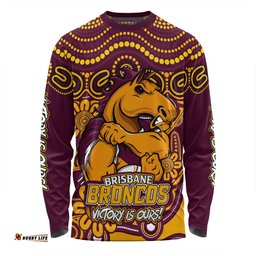 Amazing Aussie Brisbane Broncos Aboriginal Inspired Tough Fan Rugby For Life Long Sleeve T-shirt