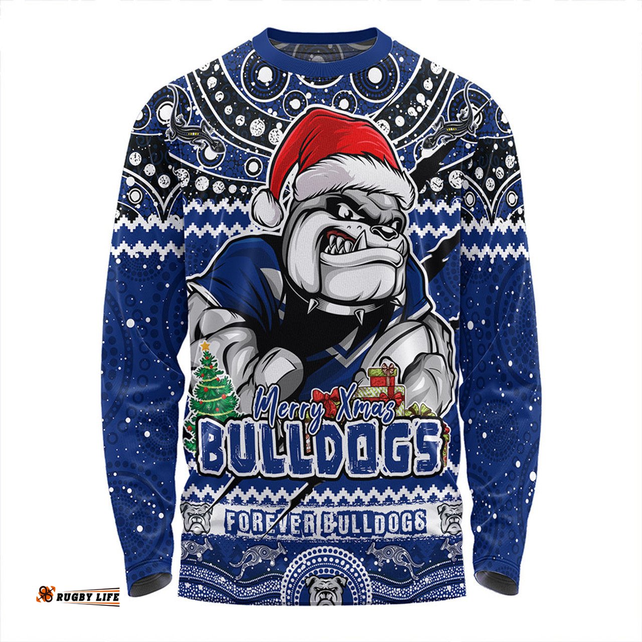 Amazing Aussie Canterbury Bankstown Bulldogs Aboriginal Xmas Special Ugly Christmas Style Long Sleeve T-shirt