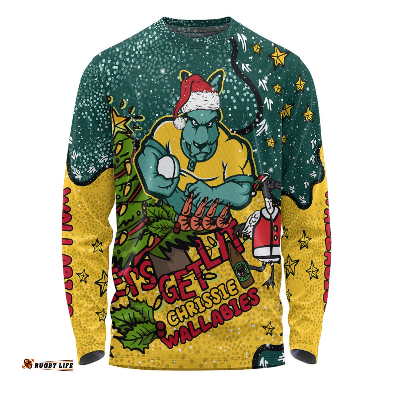 Amazing Aussie Australia Wallabies Christmas Custom Let's Get Lit Chrisse Pressie Long Sleeve T-shirt