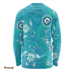 Amazing Aussie Australia Turtles Aboriginal Indigenous Dot Turtles In The Ocean (Turquoise) Long Sleeve T-shirt