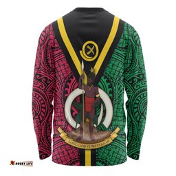 Amazing Aussie Australia South Sea Islanders Vanuatu Polynesian Flag With Coat Of Arm Long Sleeve T-shirt
