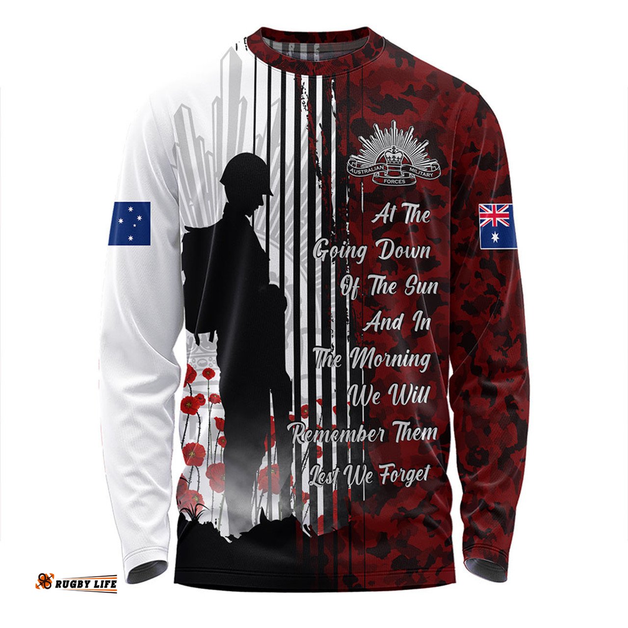 Amazing Aussie Australia Spirit Of Remembrance Day Lest We Forget Red Long Sleeve T-shirt