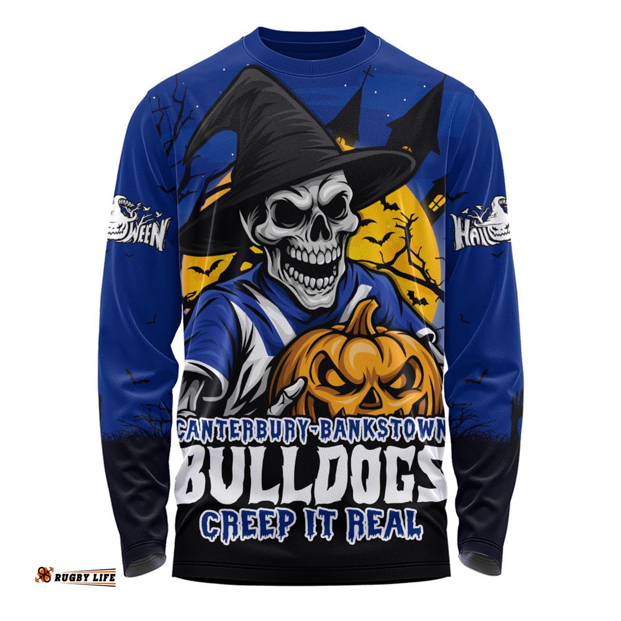 Amazing Aussie Canterbury Bankstown Bulldogs Dark Moon Rugby Halloween Battle Edition Long Sleeve T-shirt