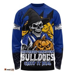Amazing Aussie Canterbury Bankstown Bulldogs Dark Moon Rugby Halloween Battle Edition Long Sleeve T-shirt