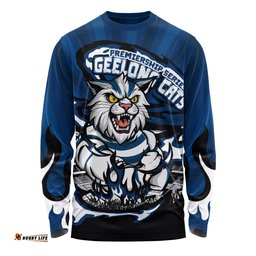 Amazing Aussie Geelong Cats Premiership Series Flame Edition Long Sleeve T-shirt