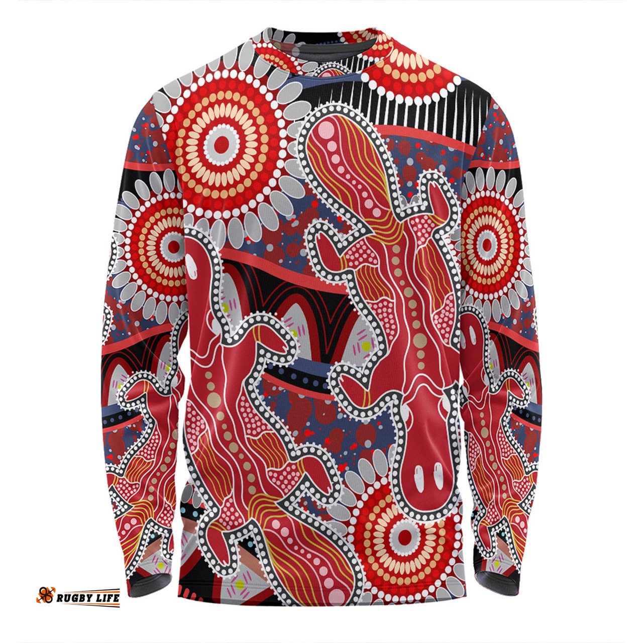 Amazing Aussie Australia Platypus Aboriginal Red Platypus With Aboriginal Art Dot Painting Patterns Inspired Long Sleeve T-shirt