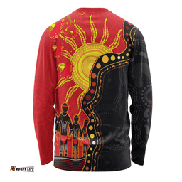Amazing Aussie Australia Indigenous Dot Painting Inspired By The Aboriginal Flag Long Sleeve T-shirt