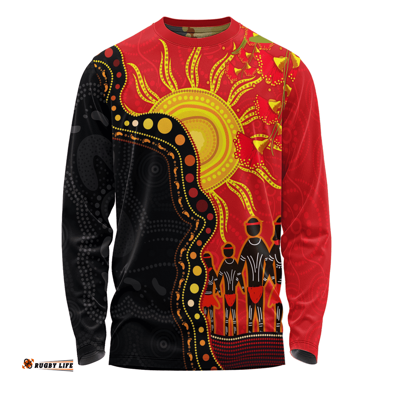 Amazing Aussie Australia Indigenous Dot Painting Inspired By The Aboriginal Flag Long Sleeve T-shirt