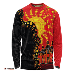 Amazing Aussie Australia Indigenous Dot Painting Inspired By The Aboriginal Flag Long Sleeve T-shirt