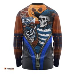 Amazing Aussie Geelong Cats Halloween Night Reaper Zipper Long Sleeve T-shirt
