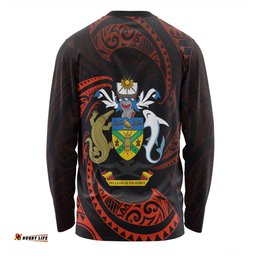 Amazing Aussie Australia South Sea Islanders Solomon Islands Red Tribal Wave Pattern Long Sleeve T-shirt