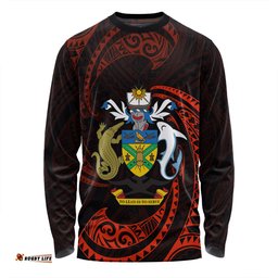 Amazing Aussie Australia South Sea Islanders Solomon Islands Red Tribal Wave Pattern Long Sleeve T-shirt