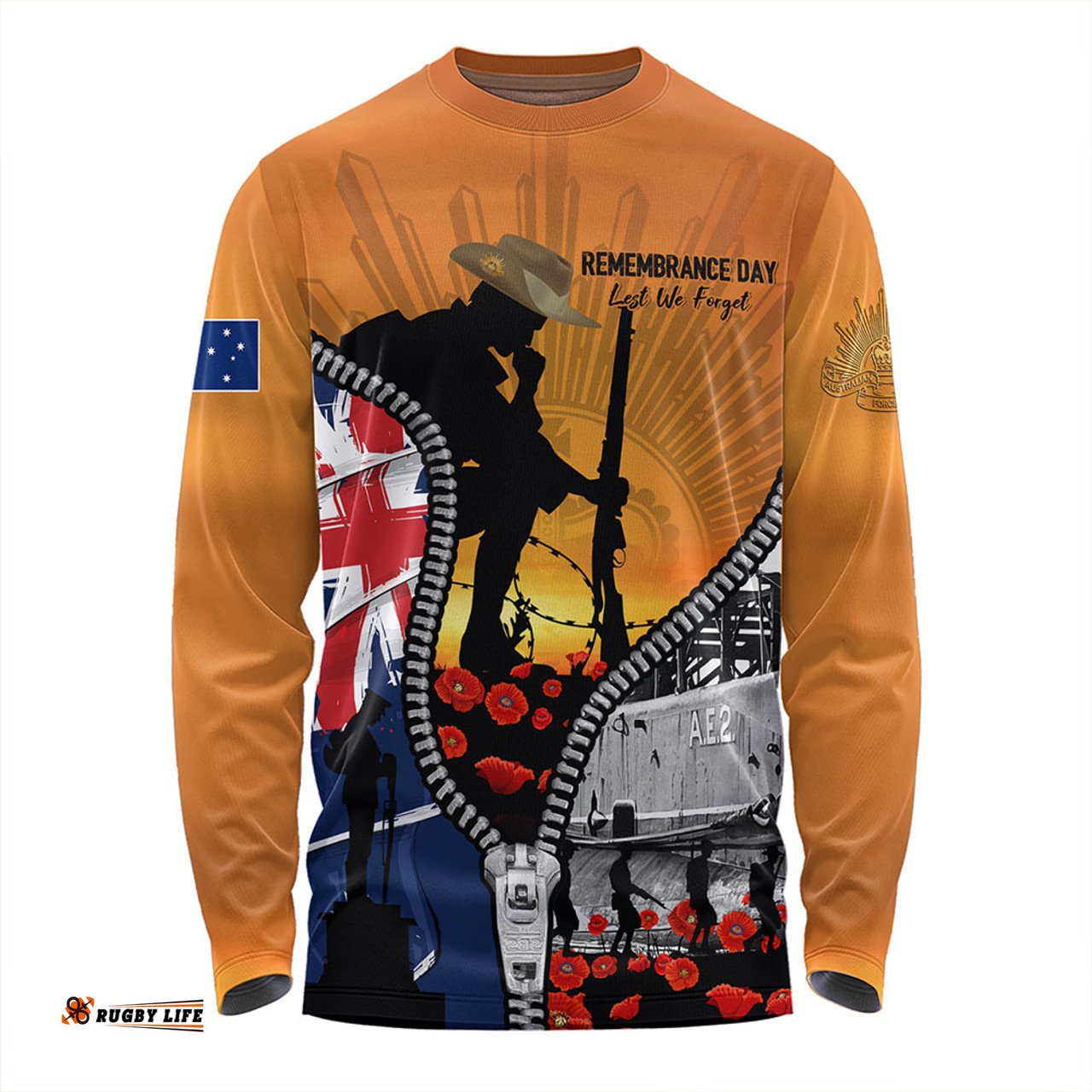 Amazing Aussie Australia Lest We Forget Honoring Our Heroes On Remembrance Day Long Sleeve T-shirt
